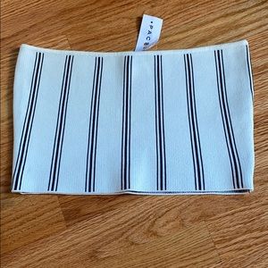 PACSUN Bandeau Navy/Black Stripe Crop Top